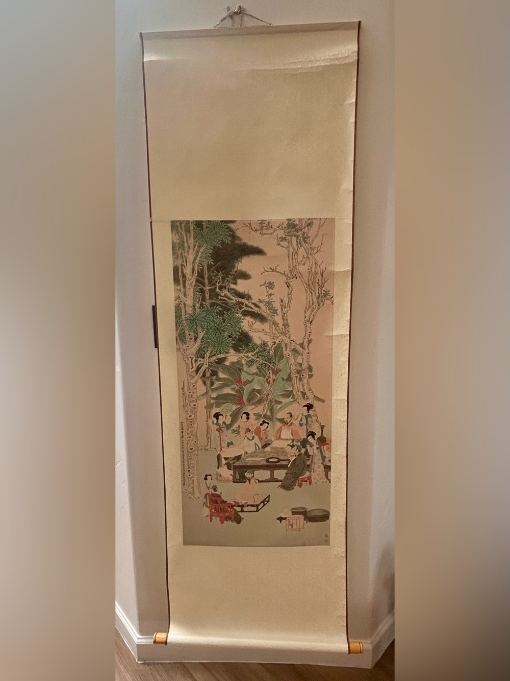 Vintage Chinese Scroll Painting - Gathering of Scholars - 68x21.5"